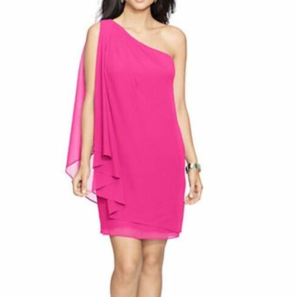 Ralph Lauren Maison Pink Georgette Cape Dress - Picture 1 of 3